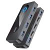 بروميت MediaSwitch-KVM محول KVM بدقة 4K، يربط بين جهازين، مزود بـ4 منافذ USB-A بسرعة 5Gbps، ومنفذي HDMI مع زر تبديل ومدعوم بكامل الكابلات الأساسية
