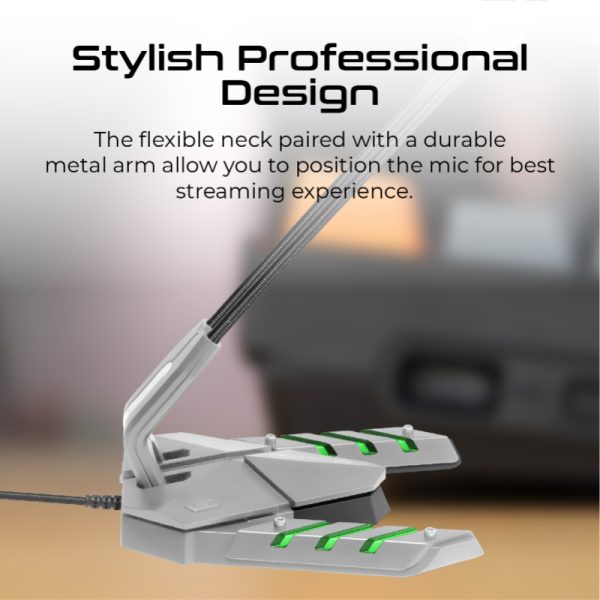 ⁦بروميت Streamer-3 ميكروفون الألعاب Vertux USB ميكروفون مرن عالي الكثافة مضاد للاهتزاز، إضاءة خلفية LED متعددة الألوان⁩ - الصورة ⁦5⁩