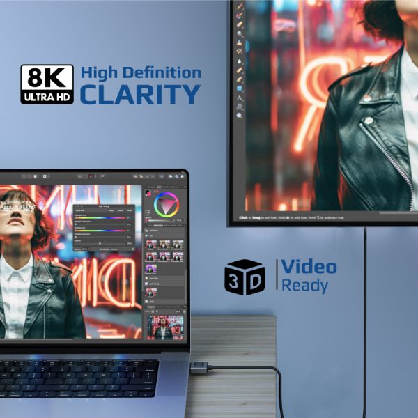 ⁦بروميت PrimeLink8K-150 كابل HDMI 2.1 نحيف بدقة 8K@60Hz، HDR ديناميكي، وموصلات مضادة للتآكل، بطول 1.5 متر⁩ - الصورة ⁦2⁩