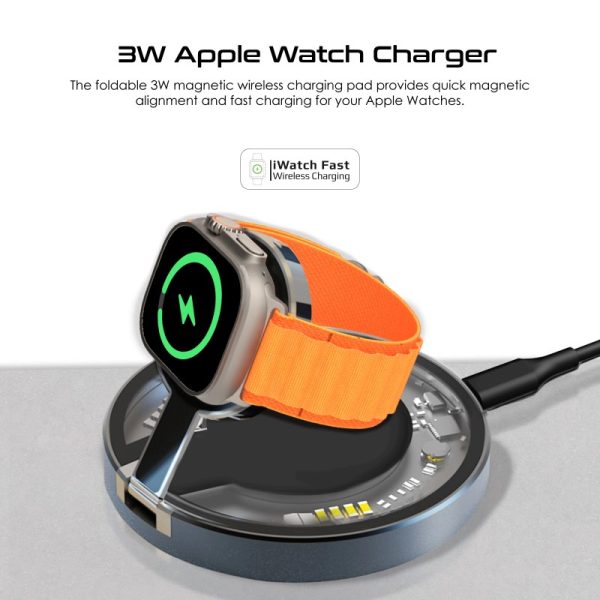 ⁦بروميت MagRing محطة شحن 2 في 1 MagSafe، بقدرة 15 واط للهاتف و3 واط لساعة أبل، تصميم شفاف قابل للطي بزاوية 180° لشحن أنيق ومريح في أي مكان⁩ - الصورة ⁦7⁩