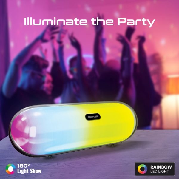 ⁦بروميت LumiBar مكبر صوت 10 واط بتقنية بلوتوث 5.3، إضاءة LED، دعم TWS، ووقت تشغيل حتى 10 ساعات⁩ - الصورة ⁦3⁩