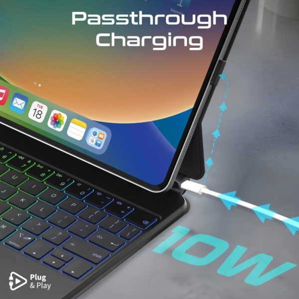 ⁦بروميت FlexKeys-11Pro لوحة مفاتيح لاسلكية للآيباد مع لوحة تحكم باللمس تصميم نحيف وتثبيت مغناطيسي⁩ - الصورة ⁦10⁩