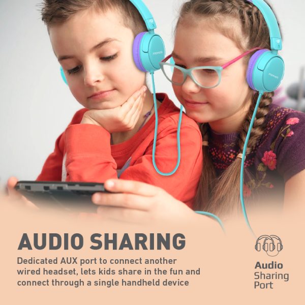 ⁦بروميت Jewel سماعة رأس سلكية للأطفال بتصميم آذان قطة، صوت KidSafe 85–95 ديسيبل، ميكروفون مدمج، وقابلة للطي والمشاركة⁩ - الصورة ⁦2⁩