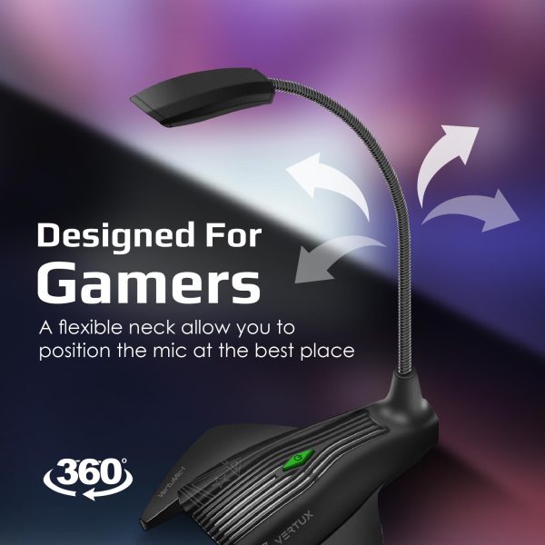 ⁦بروميت VertuMic-1 ميكروفون سطح مكتب عالي الجودة، مضاد للاهتزاز، وإضاءة RGB، وذراع مرن قابل للدوران⁩ - الصورة ⁦2⁩