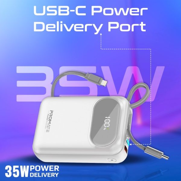 ⁦بروميت PowerPod-20 + PowerPort-25CC عرض بطارية متنقلة باور بنك بسعة 20000 ميلي أمبير مع شاحن جداري بقوة 25 واط⁩ - الصورة ⁦21⁩