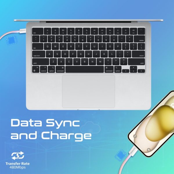 ⁦بروميت EcoLine-CC120 كابل USB-C فائق السرعة بقوة 60 واط، بطول 1.2 متر، مصنوع من قماش مضفر متين، يدعم الشحن السريع ونقل البيانات، ويتحمل أكثر من 25000 انحناءة⁩ - الصورة ⁦7⁩