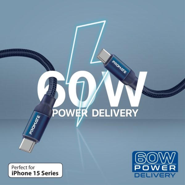 ⁦بروميت Springy كابل USB-C مغناطيسي ذاتي التنظيم، يدعم الشحن السريع بقوة 60 واط ونقل البيانات، بطول 1.2 متر لراحة وتنظيم مثالي⁩ - الصورة ⁦5⁩