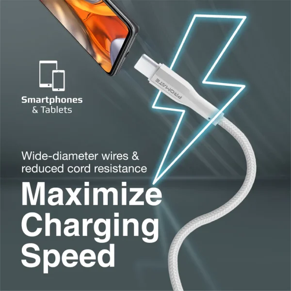 ⁦بروميت XCord-AC كابل شحن USB-A إلى USB-C بسرعة 480Mbps، مقاوم للتشابك، وعمر 10,000 انحناء⁩ - الصورة ⁦2⁩