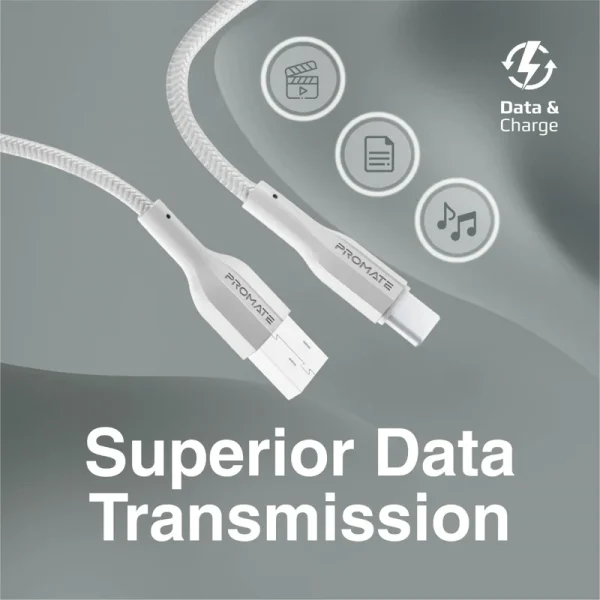 ⁦بروميت XCord-AC كابل شحن USB-A إلى USB-C بسرعة 480Mbps، مقاوم للتشابك، وعمر 10,000 انحناء⁩ - الصورة ⁦3⁩