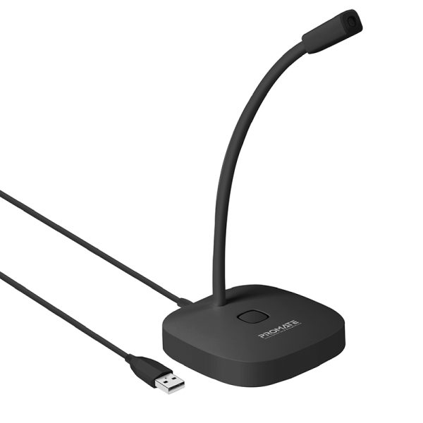 بروميت ProMic-1 ميكروفون USB بتصميم منحني مريح، مزود بزر كتم الصوت وحامل قابل للتعديل