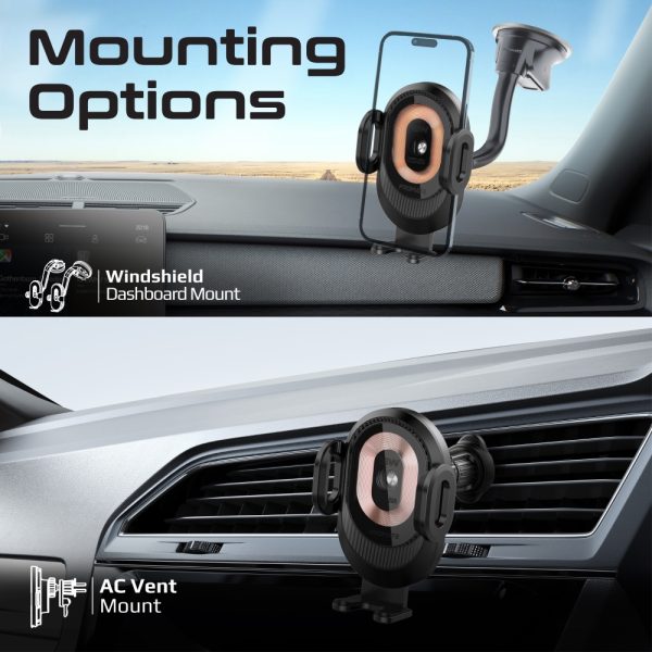 ⁦بروميت PowerMount-2 حامل وشاحن لاسلكي 15 واط بتثبيت تلقائي، تصميم شفاف، ذراع قابل للتعديل، ودعم FOD وزوايا عرض متعددة⁩ - الصورة ⁦6⁩