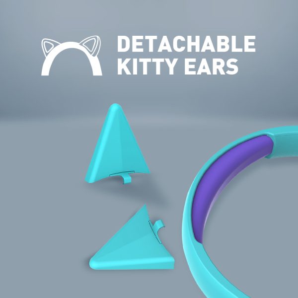 ⁦بروميت Jewel سماعة رأس سلكية للأطفال بتصميم آذان قطة، صوت KidSafe 85–95 ديسيبل، ميكروفون مدمج، وقابلة للطي والمشاركة⁩ - الصورة ⁦5⁩