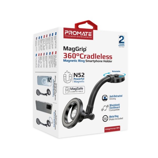 ⁦بروميت MagHoop-GN حامل جوال مغناطيسي متوافق مع MagSafe، دوران 360°، حلقة معدنية وتصميم مرن مضاد للانزلاق للقيادة الآمنة⁩ - الصورة ⁦3⁩