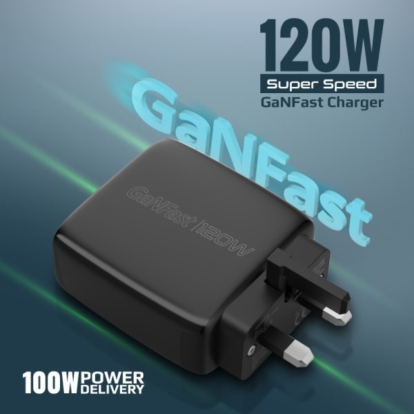 ⁦بروميت PowerPort-120 شاحن جداري 120 واط، بمنفذي USB-C ومنفذ QC 3.0، شحن ذكي مع حماية من الدوائر القصيرة⁩ - الصورة ⁦2⁩