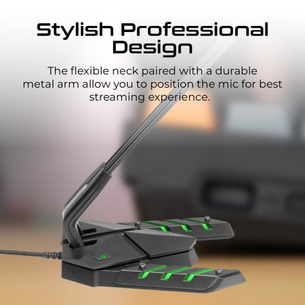 ⁦بروميت Streamer-3 ميكروفون الألعاب Vertux USB ميكروفون مرن عالي الكثافة مضاد للاهتزاز، إضاءة خلفية LED متعددة الألوان⁩ - الصورة ⁦3⁩