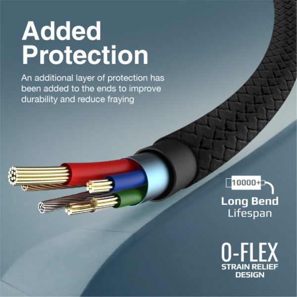 ⁦بروميت XCord-Ai كابل USB-A إلى لايتنينغ بقوة 10 واط، سرعة 480Mbps، سيليكون مضاد للتشابك، بطول 100 سم وتحمل 10,000 انحناءة⁩ - الصورة ⁦3⁩