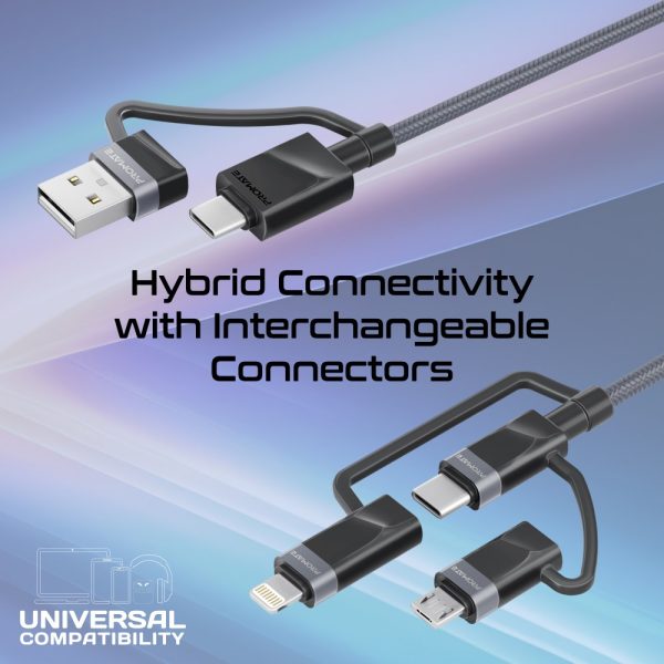 ⁦بروميت PentaPower كابل 6 في 1 للشحن ونقل البيانات، بقدرة 60 واط، يضم موصلات USB-C، لايتنينغ، وMicro-USB لتوصيل متعدد بكفاءة عالية⁩ - الصورة ⁦6⁩