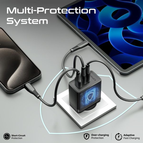 ⁦بروميت PowerPort-45 محول بمنفذي USB-C بقوة 45 واط ومنفذ USB QC بقوة 22.5 واط⁩ - الصورة ⁦5⁩
