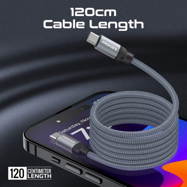 ⁦بروميت Springy كابل USB-C مغناطيسي ذاتي التنظيم، يدعم الشحن السريع بقوة 60 واط ونقل البيانات، بطول 1.2 متر لراحة وتنظيم مثالي⁩ - الصورة ⁦6⁩