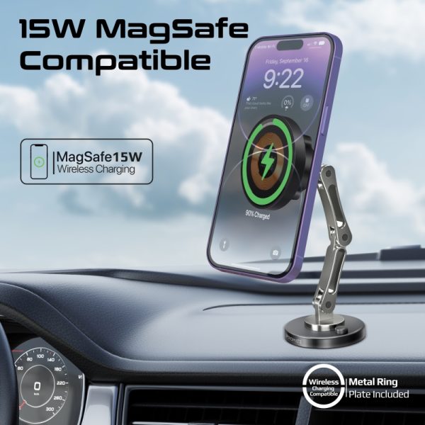 ⁦بروميت Magnus-Qi شاحن لاسلكي MagSafe بقوة 15 واط، بتصميم قابل للطي ودوران 360° لتجربة شحن مرنة وسريعة⁩ - الصورة ⁦2⁩