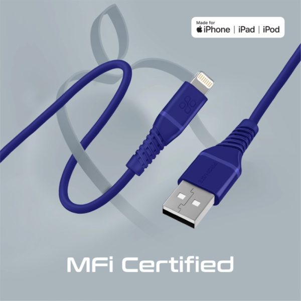 بروميت PowerLine-Ai120 كابل لايتنينغ معتمد MFi بطول 1.2 متر، متين حتى 25000 انحناءة، بملمس سيليكون ناعم لشحن ونقل بيانات مريح وآمن لأجهزة Apple