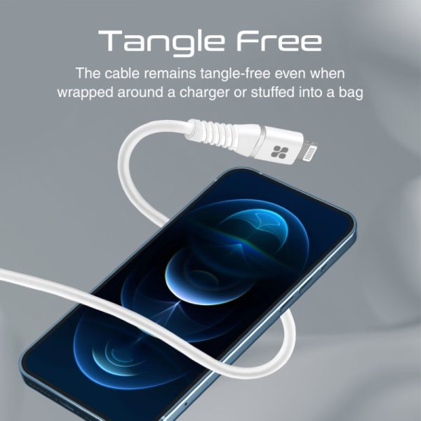 ⁦بروميت PowerLine-Ci120 كابل USB-C إلى لايتنينغ معتمد من Apple MFi، بقدرة 20 واط، بطول 1.2 متر، سيليكون ناعم ومتين يتحمل أكثر من 25000 انحناءة لشحن مريح وموثوق⁩ - الصورة ⁦7⁩