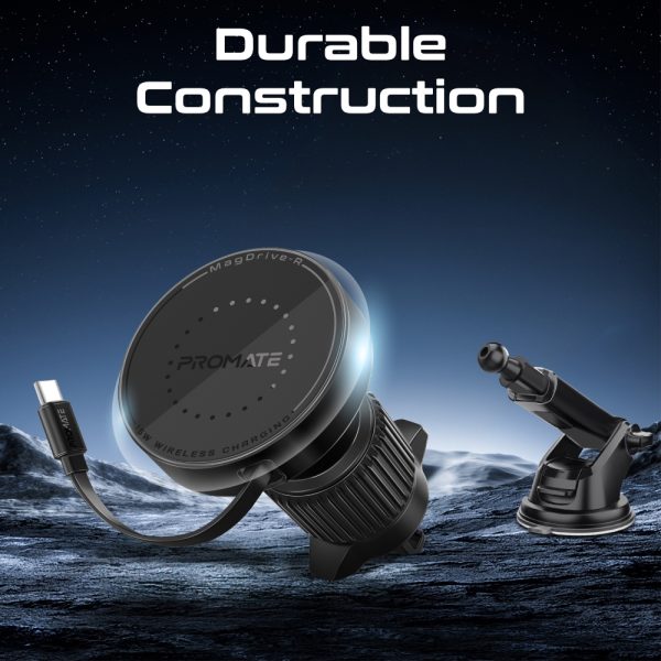 ⁦بروميت MagDrive-R شاحن لاسلكي MagSafe بقوة 15 واط، كابل USB-C قابل للسحب، مغناطيسات N52، دوران 360°، وحماية ذكية من الشحن والسخونة الزائدة⁩ - الصورة ⁦8⁩