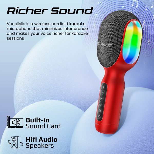 ⁦بروميت VocalMic ميكروفون بلوتوث كاريوكي مزود بمكبر صوت قوي وأضواء LED⁩ - الصورة ⁦2⁩