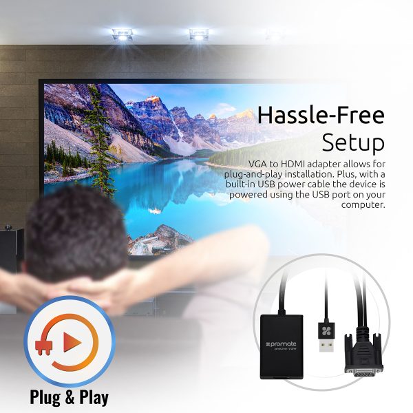⁦بروميت ProLink-V2H محول VGA إلى HDMI بدقة 1080p مع كابل USB مدمج للصوت والطاقة⁩ - الصورة ⁦8⁩