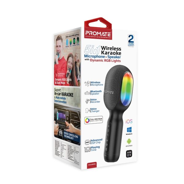 ⁦بروميت VocalMic ميكروفون بلوتوث كاريوكي مزود بمكبر صوت قوي وأضواء LED⁩ - الصورة ⁦23⁩