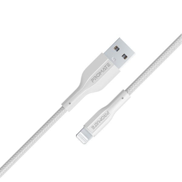 ⁦بروميت XCORD-AI200 كابل USB-A إلى لايتنينغ بقوة 10 واط، سرعة نقل 480Mbps، بطول 200 سم، سيليكون مضاد للتشابك، ومتين حتى 10,000 انحناءة⁩ - الصورة ⁦6⁩