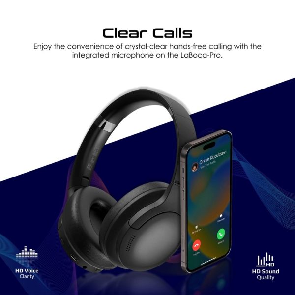 ⁦بروميت LaBoca-Pro سماعات رأس لاسلكية عالية الدقة، تصميم قابل للطي، تشغيل حتى 24 ساعة، ودعم وضع AUX⁩ - الصورة ⁦5⁩