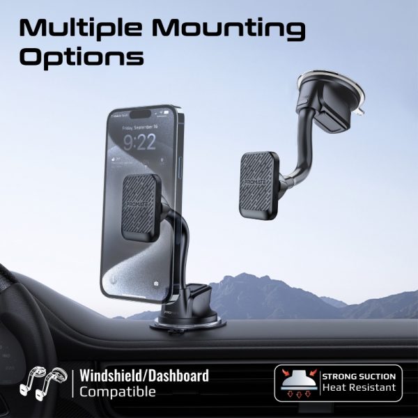⁦بروميت MagMount-Pro حامل هاتف مغناطيسي للسيارة بذراع مرن قابل للدوران 360°، مغناطيس N52، وقبضة مقاومة للانزلاق⁩ - الصورة ⁦2⁩