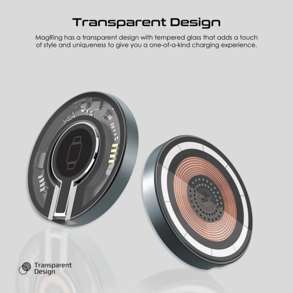 ⁦بروميت MagRing محطة شحن 2 في 1 MagSafe، بقدرة 15 واط للهاتف و3 واط لساعة أبل، تصميم شفاف قابل للطي بزاوية 180° لشحن أنيق ومريح في أي مكان⁩ - الصورة ⁦3⁩