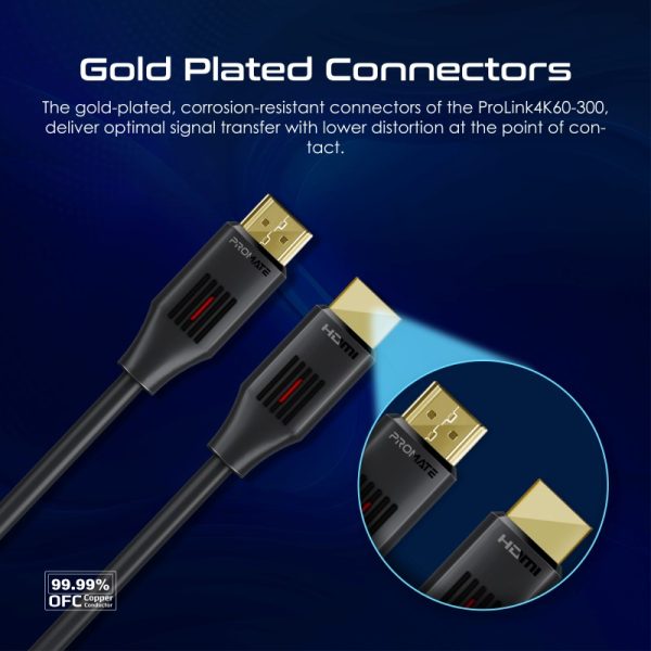 ⁦بروميت ProLink4K60-300 كابل HDMI أحادي الاتجاه بطول 3 متر، بدقة 4K@60Hz، يدعم إيثرنت وصوت ثلاثي الأبعاد⁩ - الصورة ⁦3⁩