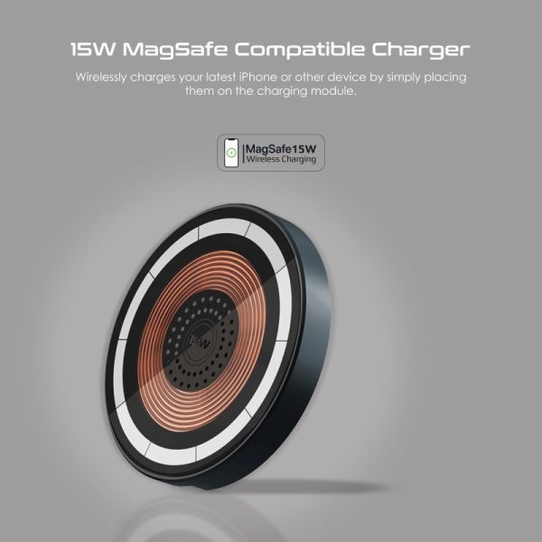 ⁦بروميت MagRing محطة شحن 2 في 1 MagSafe، بقدرة 15 واط للهاتف و3 واط لساعة أبل، تصميم شفاف قابل للطي بزاوية 180° لشحن أنيق ومريح في أي مكان⁩ - الصورة ⁦9⁩