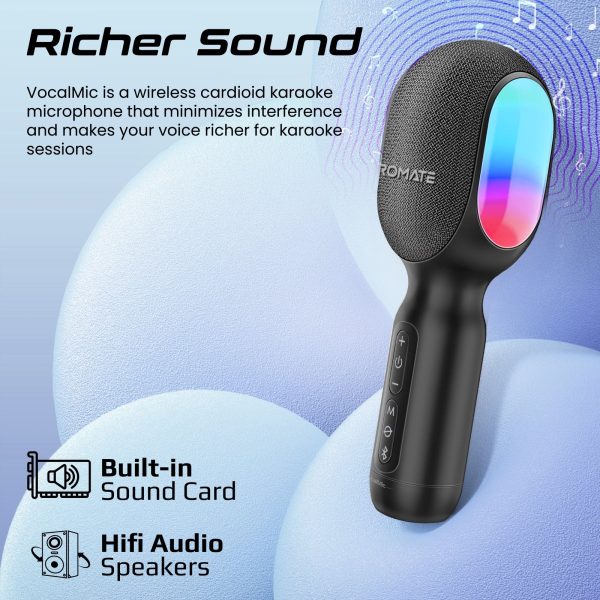 ⁦بروميت VocalMic ميكروفون بلوتوث كاريوكي مزود بمكبر صوت قوي وأضواء LED⁩ - الصورة ⁦22⁩
