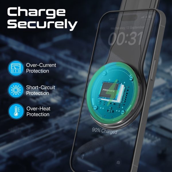 ⁦بروميت LaxMount-15W شاحن سيارة لاسلكي MagSafe بقوة 15 واط، بذراع مرن ومغناطيس قوي، دوران 360° وحماية من الشحن الزائد⁩ - الصورة ⁦9⁩
