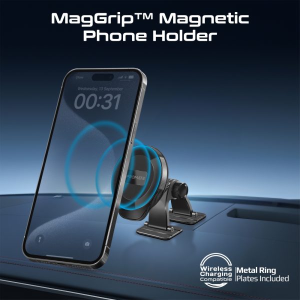⁦بروميت ArcMount حامل هاتف مغناطيسي بتقنية MagGrip™، تثبيت قوي، دوران 360°، لتعديل مرن بين الوضعين الأفقي والعمودي أثناء القيادة⁩ - الصورة ⁦7⁩