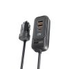 بروميت GearHub-120W شاحن سيارة 120 واط بمنافذ USB-C وQC 3.0 مزدوجة (30 واط)، شاشة LED، وكابل بطول 1.5 متر لشحن سريع وفعال