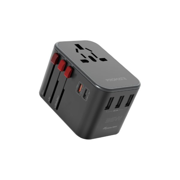 ⁦بروميت TripMate-36W محول سفر عالمي بقدرة 36 واط، مزود بمنفذي USB-C (20 واط + 15 واط) و3 منافذ USB ذكية، مع حماية من زيادة التيار بقوة 8 أمبير⁩ - الصورة ⁦2⁩