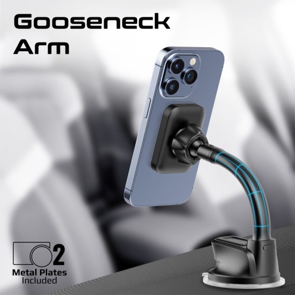 ⁦بروميت MagMount-Pro حامل هاتف مغناطيسي للسيارة بذراع مرن قابل للدوران 360°، مغناطيس N52، وقبضة مقاومة للانزلاق⁩ - الصورة ⁦4⁩