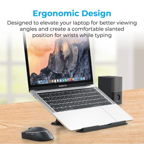 ⁦بروميت DeskMate-5 حامل لابتوب من الألمنيوم قابل للطي بارتفاعات قابلة للتعديل، يناسب أجهزة 10–17 بوصة⁩ - الصورة ⁦4⁩