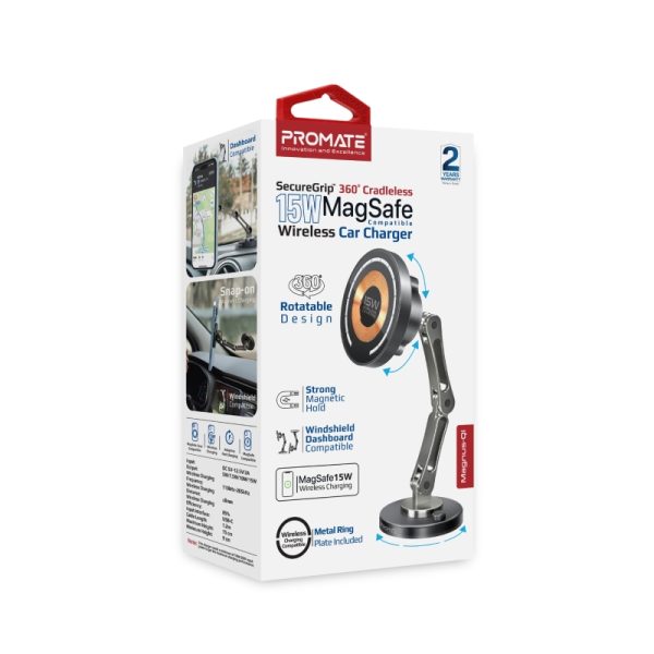 ⁦بروميت Magnus-Qi شاحن لاسلكي MagSafe بقوة 15 واط، بتصميم قابل للطي ودوران 360° لتجربة شحن مرنة وسريعة⁩ - الصورة ⁦3⁩
