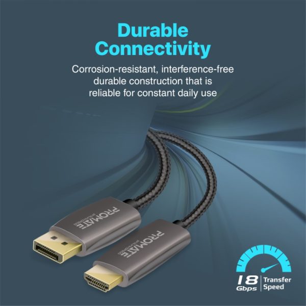⁦بروميت ProLink-DP200 كابل DisplayPort بدقة 4K@60Hz، لبث فيديو وألعاب بوضوح، بطول 2 متر⁩ - الصورة ⁦3⁩
