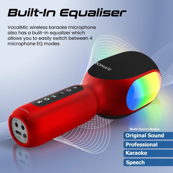 ⁦بروميت VocalMic ميكروفون بلوتوث كاريوكي مزود بمكبر صوت قوي وأضواء LED⁩ - الصورة ⁦20⁩