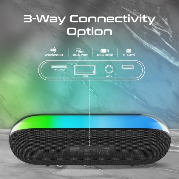 ⁦بروميت LumiBar مكبر صوت 10 واط بتقنية بلوتوث 5.3، إضاءة LED، دعم TWS، ووقت تشغيل حتى 10 ساعات⁩ - الصورة ⁦5⁩