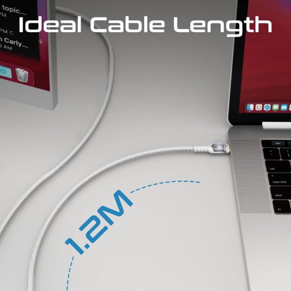 بروميت LucidLine-CC200 كابل USB-C بطول 2 متر، شحن سريع بقوة 100 واط، رؤوس شفافة مع ضوء LED، رأس مطلي بالذهب، ومتين لتحمل أكثر من 25000 انحناءة