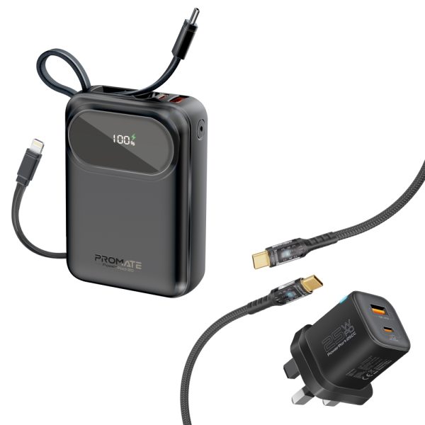 ⁦بروميت PowerPod-20 + PowerPort-25CC عرض بطارية متنقلة باور بنك بسعة 20000 ميلي أمبير مع شاحن جداري بقوة 25 واط⁩ - الصورة ⁦3⁩