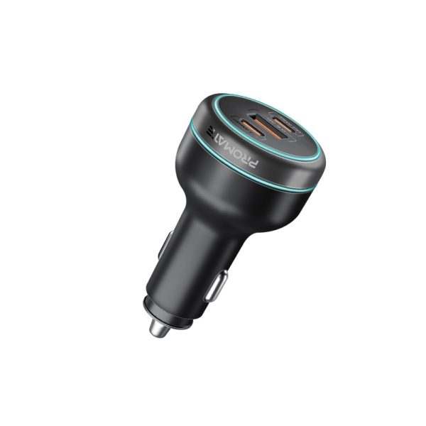 بروميت PowerDrive-230 شاحن سيارة فائق السرعة 230 واط، بمنفذ USB-C 140 واط، منافذ C وUSB-A بقدرة 45 واط، مع حماية من الحرارة والشحن الزائد